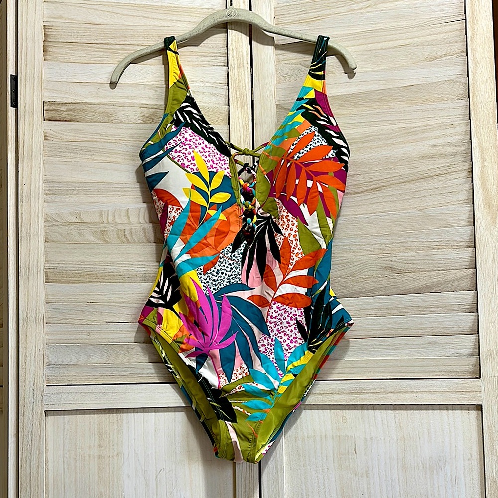 Blue Rod Beattie Tropical Print Swimsuit